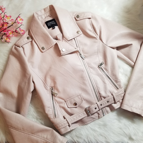 Urban Retro Pink Faux Leather Jacket