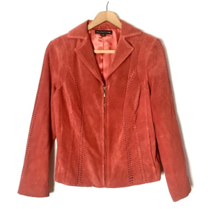 Women's Preston & York Suede Orange Leather Jacket Lined