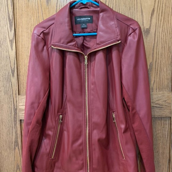 Women's Red Faux Leather Jacket