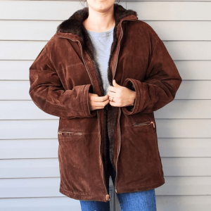 Winlit Vintage Brown Leather Reversible Coat