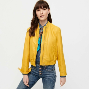 Yellow Leather Aviator Jacket