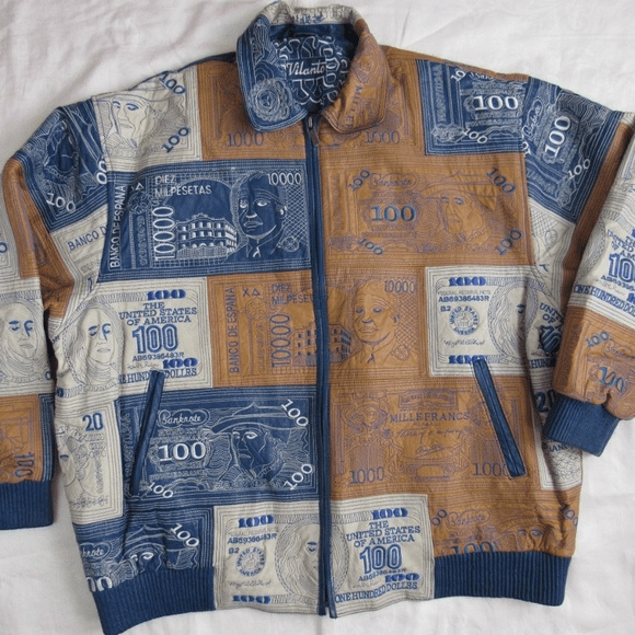 Vilanto Leather Money Embroidered Jacket