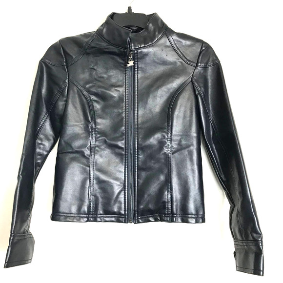 Emporio Collezione Vegan Black Faux Leather Jacket