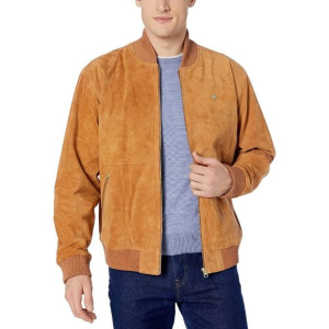 Lrg Brown Suede Leather Bomber Jacket