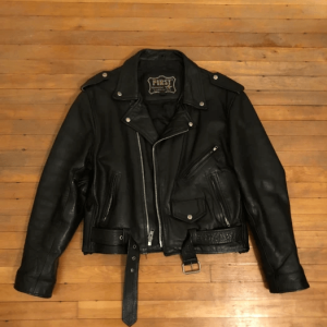 Vintage First Leather Black Motorcycle Jacket