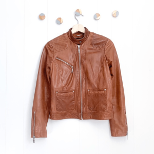 Bernardo Brown Faux Leather Moto Jacket
