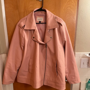 Women's Pink Faux Leather Jacket