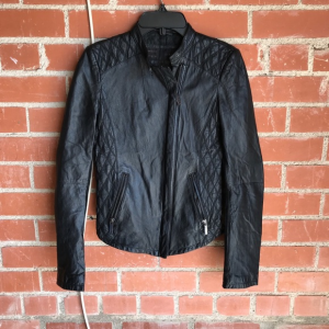 Zara Basics Vegan Black Faux Leather Quilted Jacket