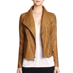 Vince Brown Faux Leather Scuba Bomber Jacket