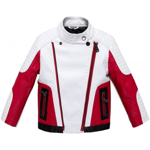 Boys Motorcycle Pilot White Faux Leather Jacket