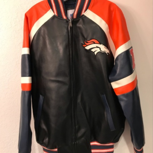 Denver Broncos Black Faux Leather Nfl Jacket