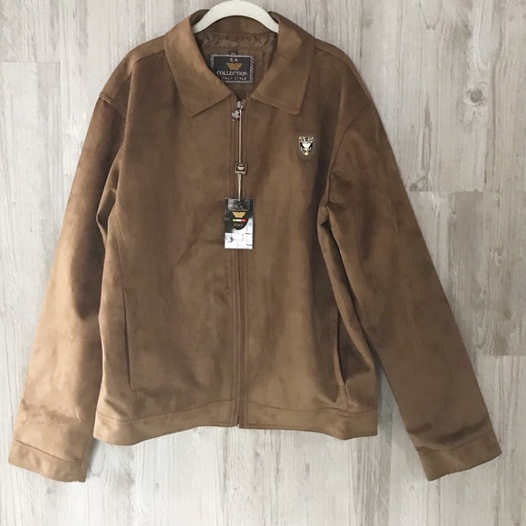 Ea Collection Italy Brown Leather Suede Jacket