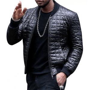 Usher Biker Quilted Black Faux Leather Jacket