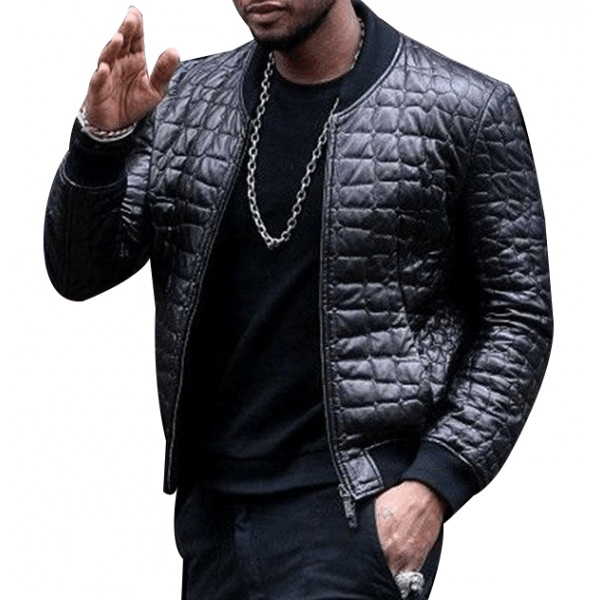 Usher Biker Quilted Black Faux Leather Jacket