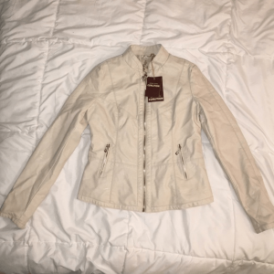 Downtown Coalition White Faux Leather Jacket