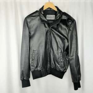 Vintage Michael Hoban Black Faux Leather Bomber Jacket