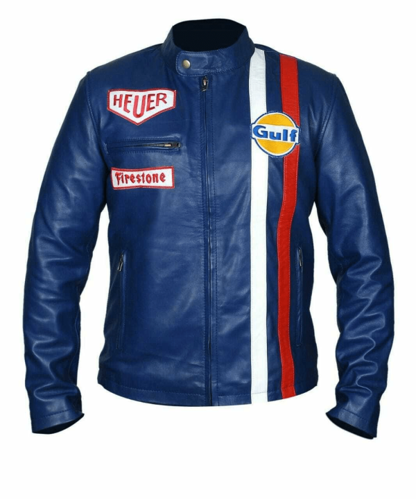 Le Mans Steve Mcqueen Blue Faux Leather Jacket