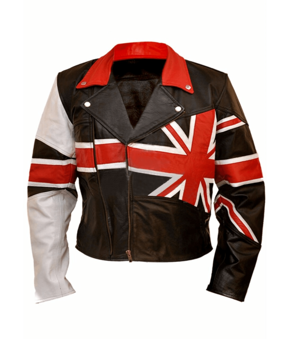 Union Jack British Flag Brown Faux Leather Jacket