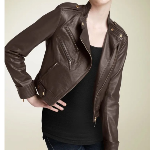 Truth And Pride Crop Brown Faux Leather Jacket