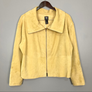 Worth Solarium Yellow Suede Jacket Zip Front