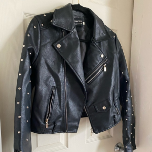 Women's Nasty Gal Rocker Studded Black Faux Leather Jacket