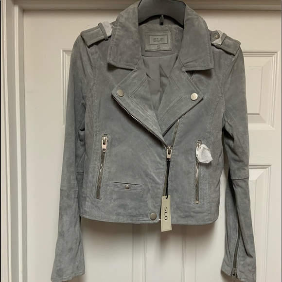 Gray Suede Leather Jacket