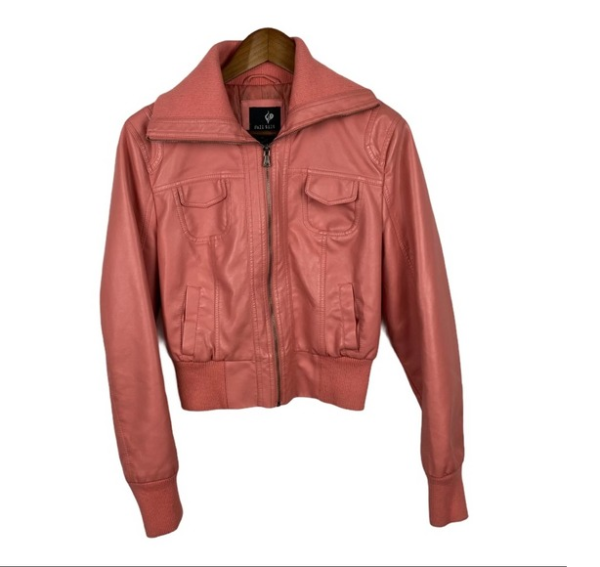 Full Tilt Pink Faux Leather Crop Jacket