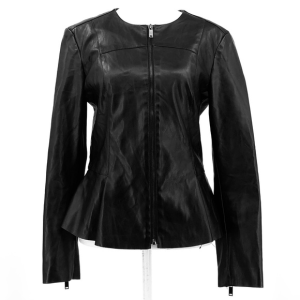 Women's Zara Black Faux Leather Peplum Jacket