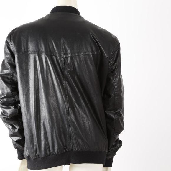 Blk Dnm Black Faux Leather Bomber Jacket