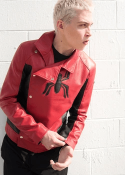 Mens Spider-man Last Stand Red Leather Jacket