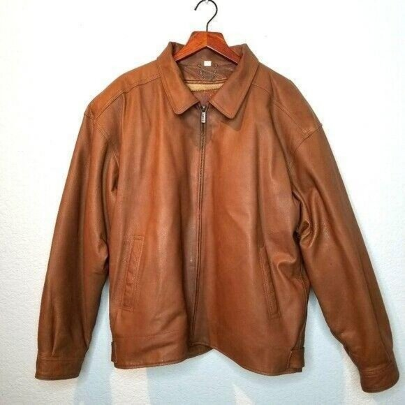 Vilanto Vintage Mens Brown Faux Leather Jacket