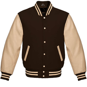 Bomber Brown Varsity Jacket For Mens