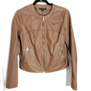 Via Spiga Brown Leather Moto Jacket