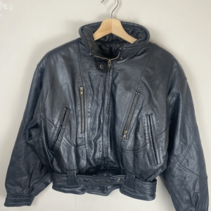 Vintage Leather Double Zip Moto Jacket