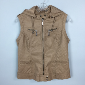 Downtown Coalition Tan Vegan Faux Leather Vest