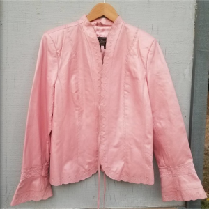 Women's Terry Lewis Faux Leather Jacket Pink Tooled