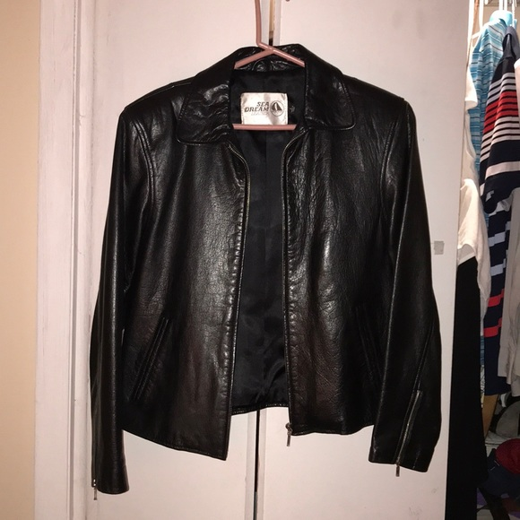 Vintage Sea Dream Black Faux Leather Jacket