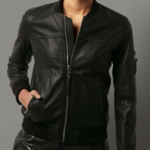 Boda Skins Spier Black Faux Leather Bomber Jacket