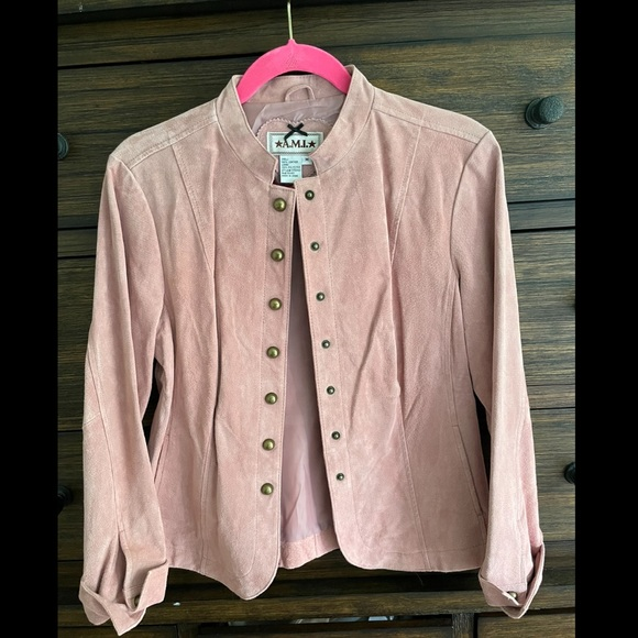 Women's Blush A.m.i. Suede Pink Leather Jacket