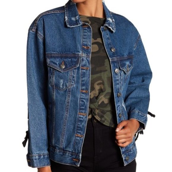 Rd Style Blue Denim Lace-up Jacket