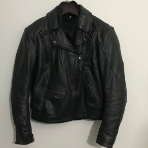 Teknic Black Leather Jacket Armor