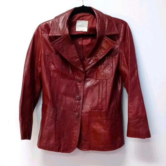 Women's Vintage Brick Faux Red Leather Jacket