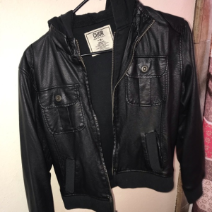 Double Zipper Black Leather Jacket