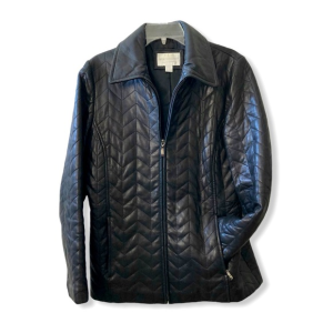 Worthington Lambskin Quilted Black Leather Jacket