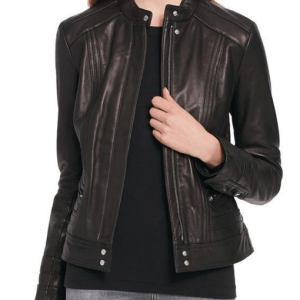 Black Rivet Designer Scuba Leather Jacket