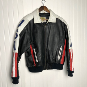 Vintage Usa Black Leather Biker Jacket