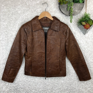 Wilsons Croc Embossed Brown Faux Leather Jacket