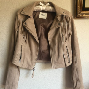 Women's Abercrombie Cream Suede Fringe Jacket