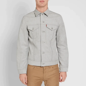 Levis Grey Leather Trucker Jacket