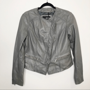 Bod & Christensen Gray Faux Leather Biker Jacket